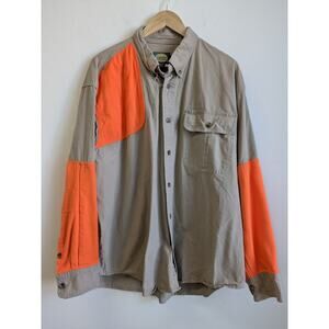 Cabela's Men's Shirt Classic Left-Hand Shooting Khaki & Blaze Orange Size XL Reg